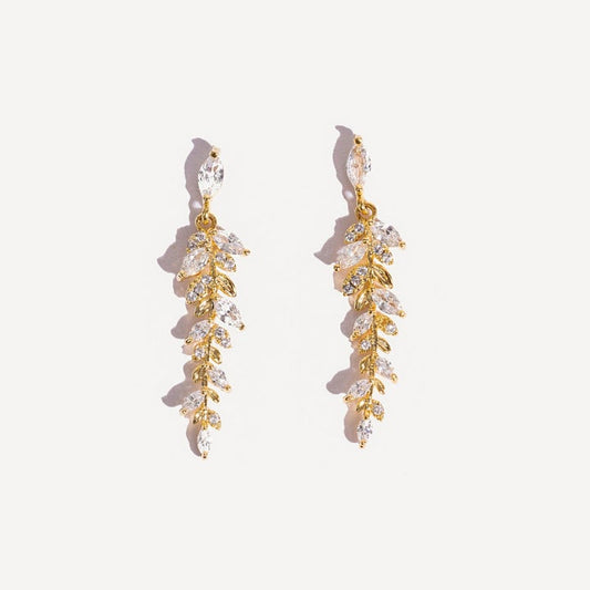 Pendientes de Hojitas Brillantes en Oro