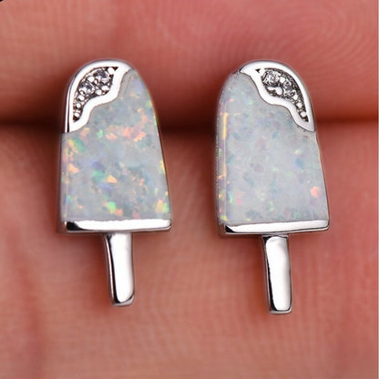 Aretes Helado en Ópalo con Plata y Oro Rosa