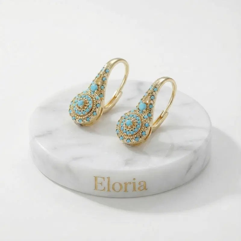 Aros Mandala Turquesa Oro