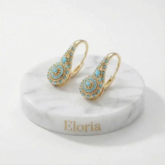 Aros Mandala Turquesa Oro