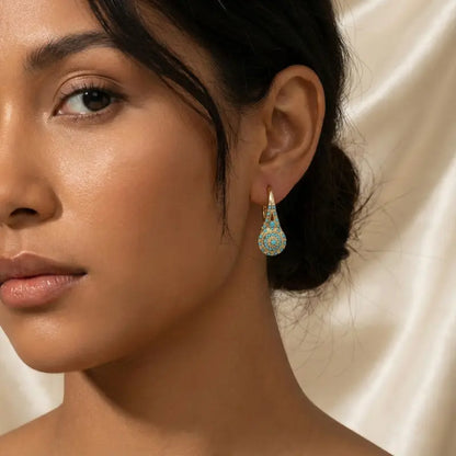 Aros Mandala Turquesa Oro