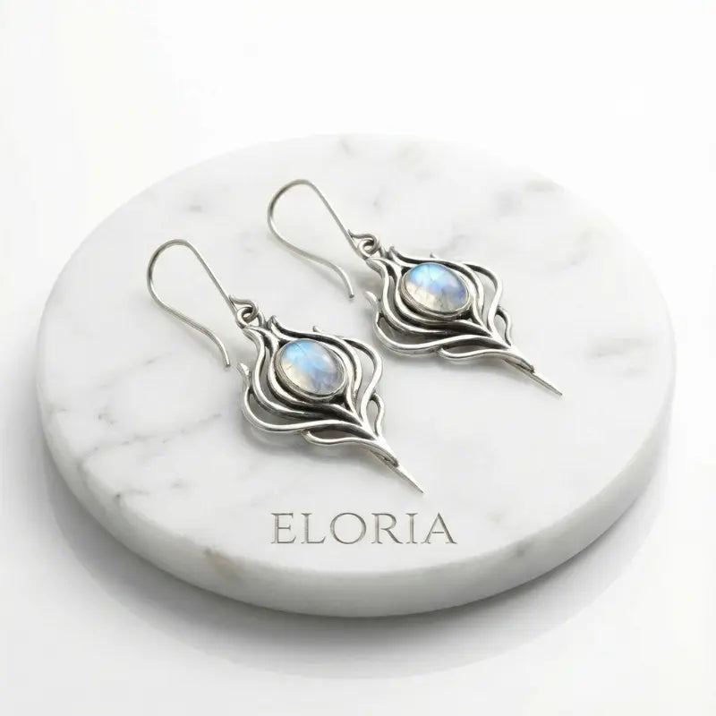 Aros Pluma Ópalo Plateado