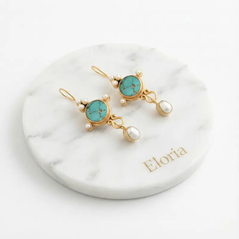 Aros Turquesa Imperial & Perla