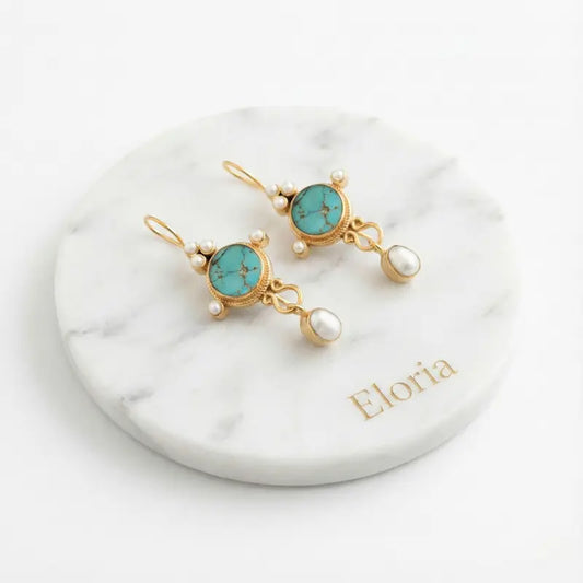 Aros Turquesa Imperial & Perla