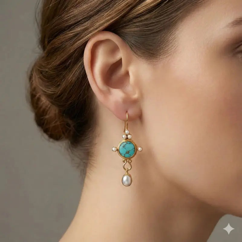 Aros Turquesa Imperial & Perla