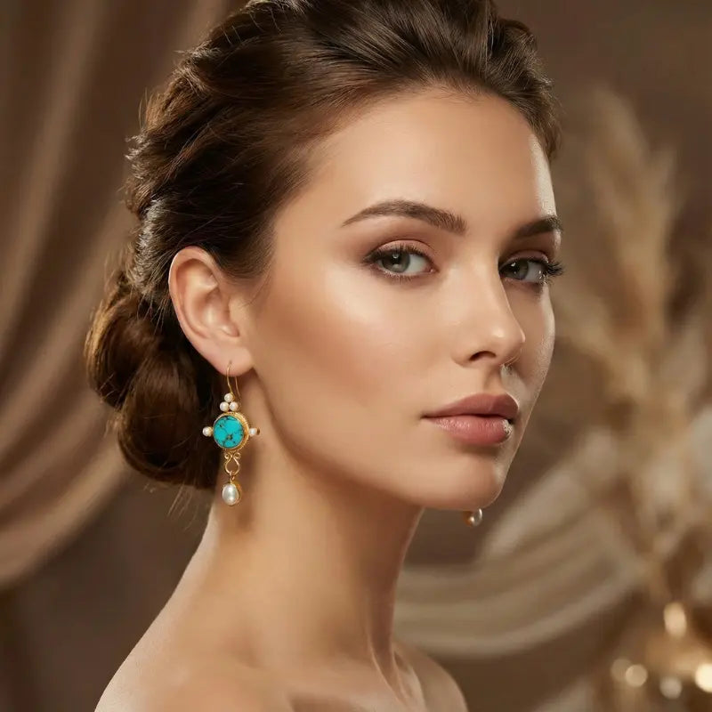 Aros Turquesa Imperial & Perla