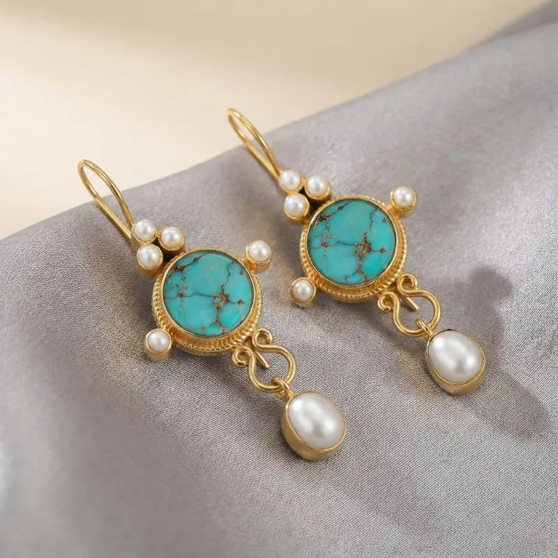 Aros Turquesa Imperial & Perla