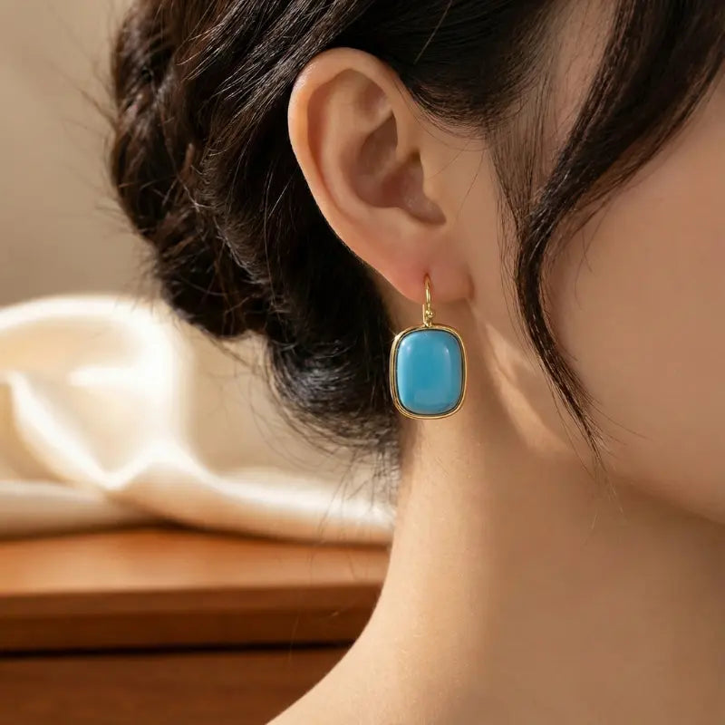 Aros Turquesa Minimal Gold