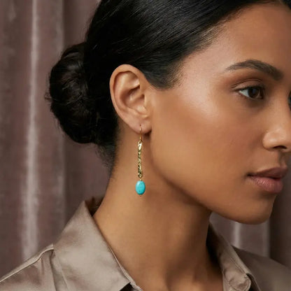 Aros Vara Turquesa Dorada