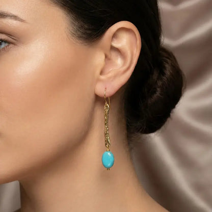 Aros Vara Turquesa Dorada