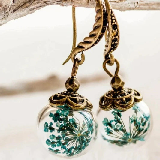 Aretes Vintage de la Naturaleza en Oro Antiguo