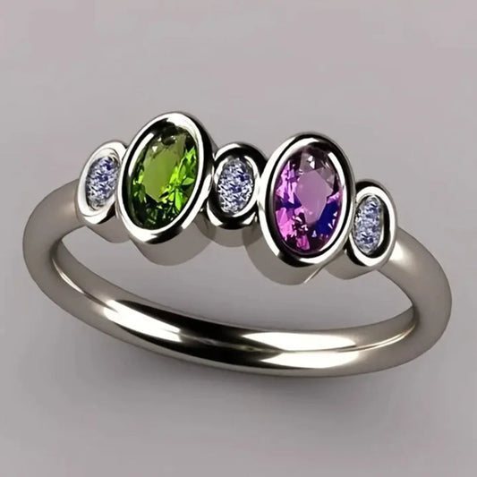 Anillo Vintage Verde y Morado