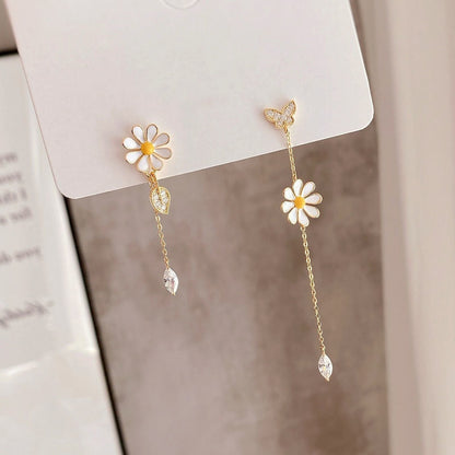 Pendientes Largos de Margaritas en Oro