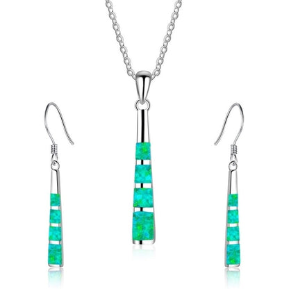 Conjunto Collar + Pendientes de Faro en Plata y Ópalo