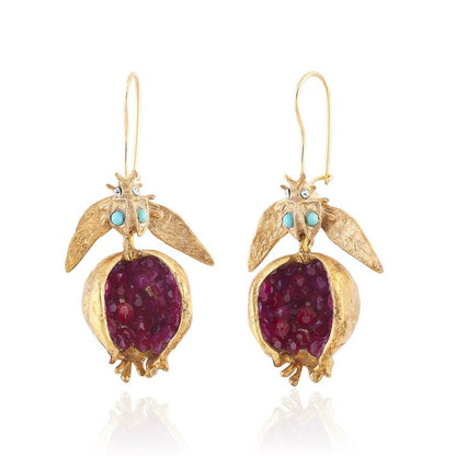 Aretes de la Suerte Granada en Oro