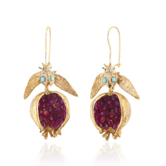 Aretes de la Suerte Granada en Oro