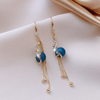 Aretes de Fiesta con Perlas Azules