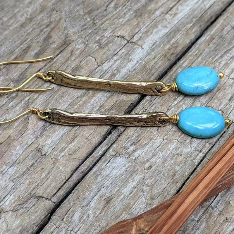 Aros Vara Turquesa Dorada