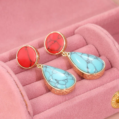 Aros Gota Turquesa & Coral