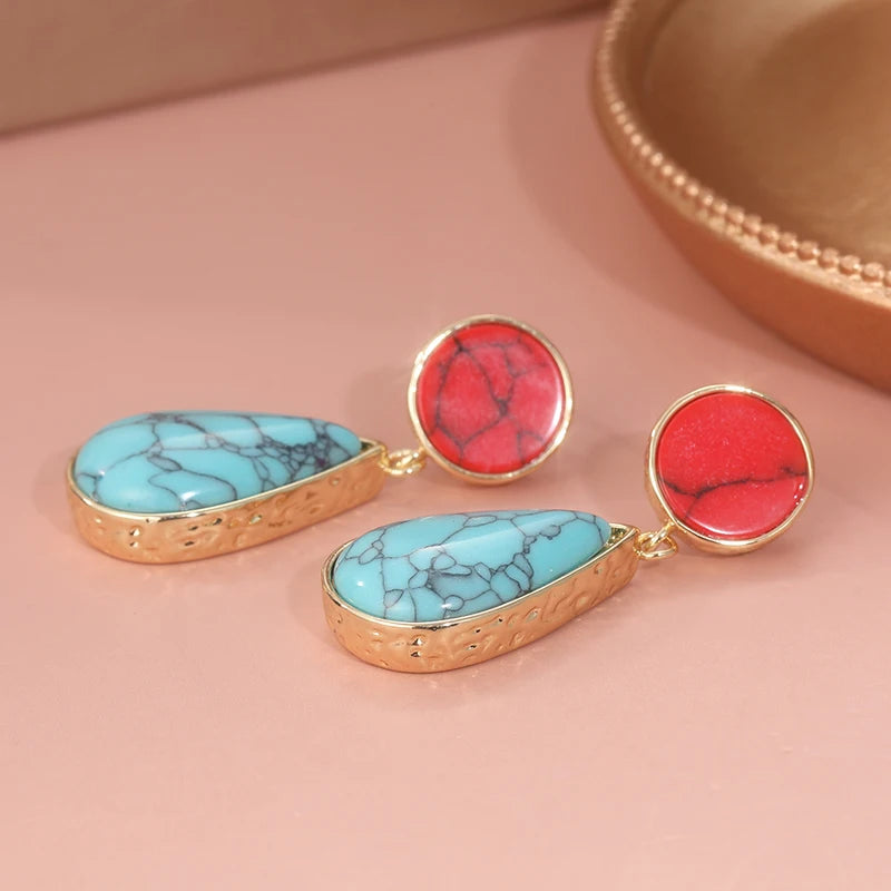 Aros Gota Turquesa & Coral