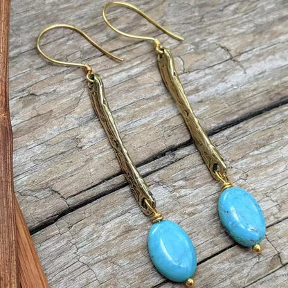 Aros Vara Turquesa Dorada