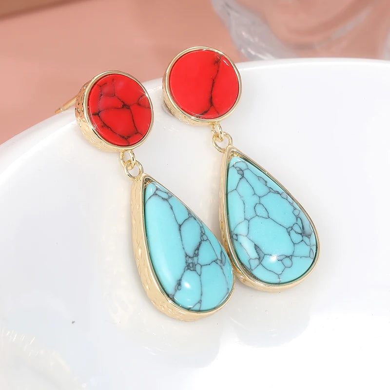 Aros Gota Turquesa & Coral