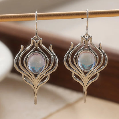 Aros Pluma Ópalo Plateado