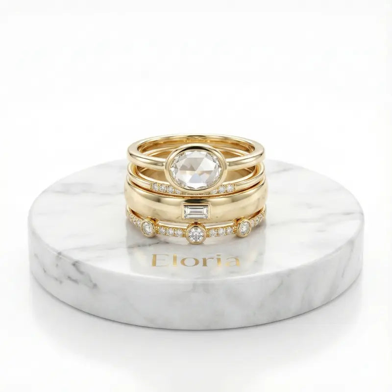 Set de Anillos Halo Blanco