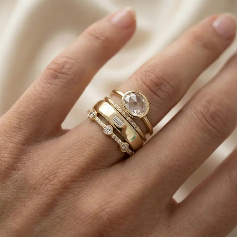 Set de Anillos Halo Blanco