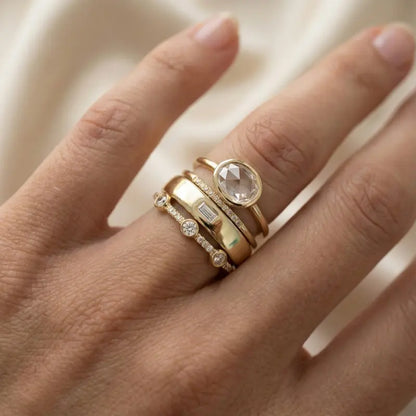 Set de Anillos Halo Blanco