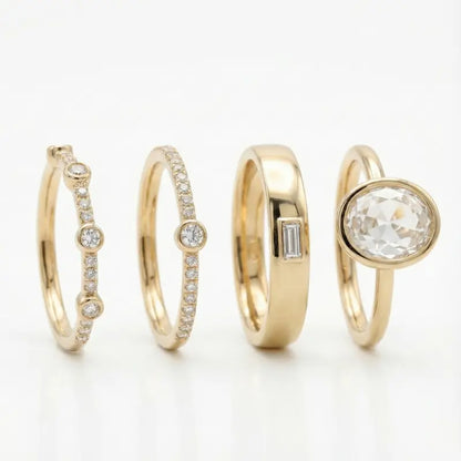 Set de Anillos Halo Blanco