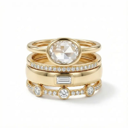 Set de Anillos Halo Blanco