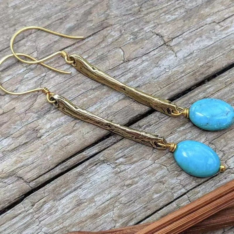 Aros Vara Turquesa Dorada