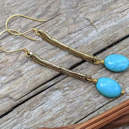 Aros Vara Turquesa Dorada
