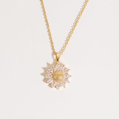 Colgante Girasol de Cristal en Oro