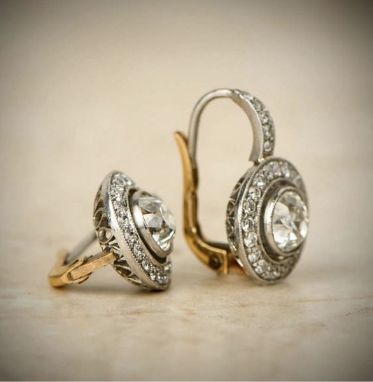 Aretes Vintage con Cristales en Oro y Plata