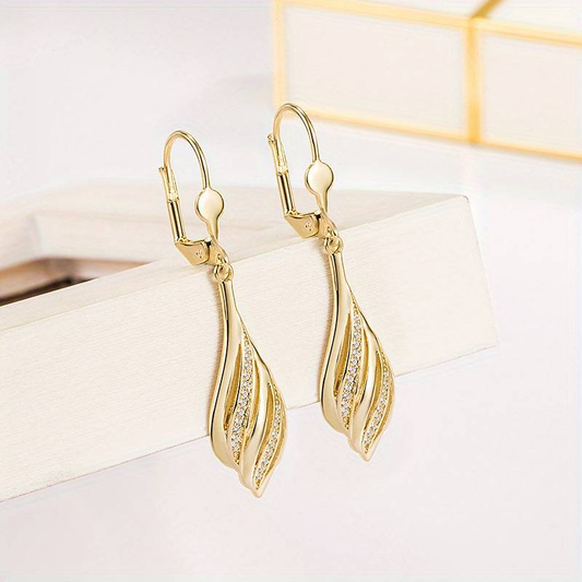 Aretes Dorados Brillantes Vintage
