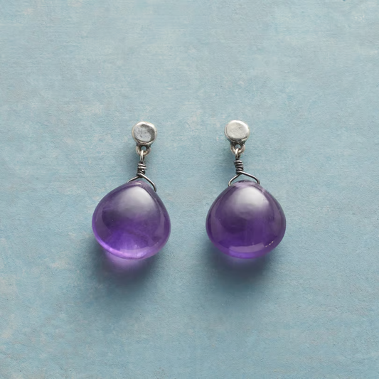 Aretes Cristal Morado en Plata Vintage