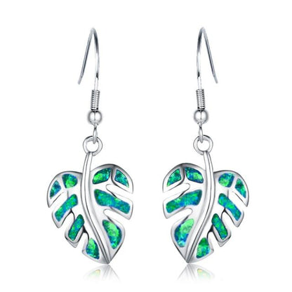 Aretes Hojas del Bosque en Ópalos Multicolor