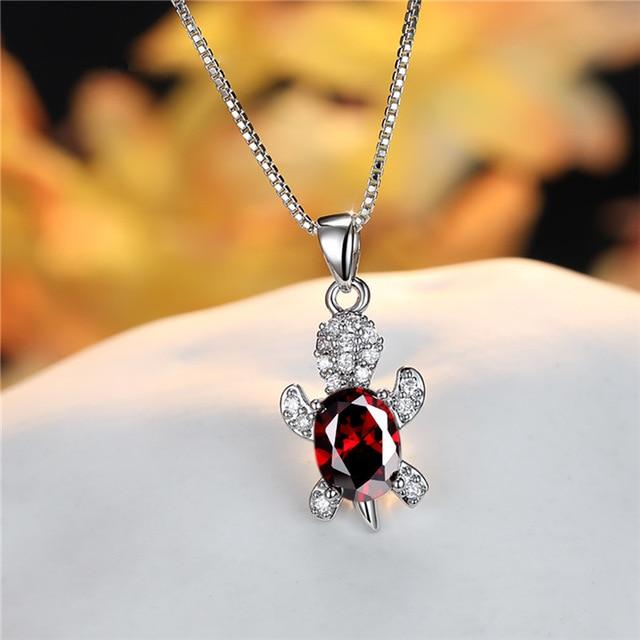 Colgante de Tortuga en Zirconio Ovalado y Plata