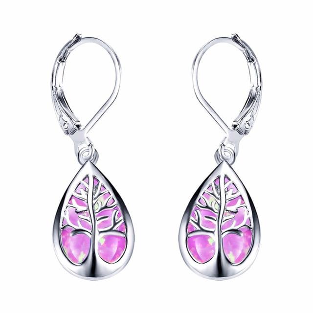 Aretes Árbol de la Vida en Ópalo y Plata