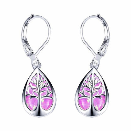 Aretes Árbol de la Vida en Ópalo y Plata