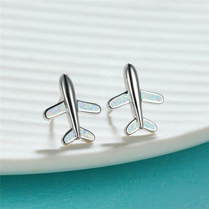 Aretes Avión en Ópalo y Plata